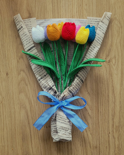 Bouquet de 8 tulipes couleurs vives