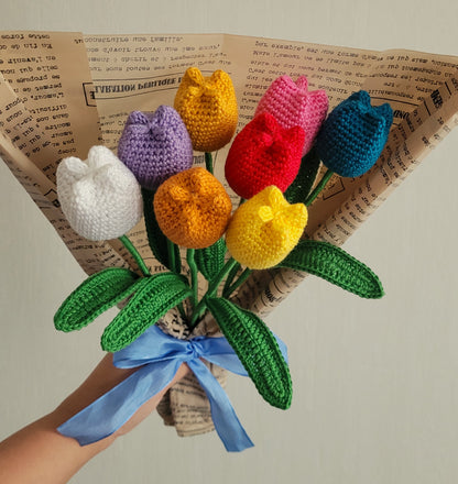 Bouquet de 8 tulipes couleurs vives