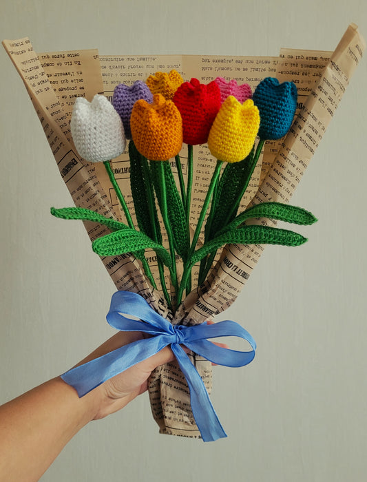 Bouquet de 8 tulipes couleurs vives