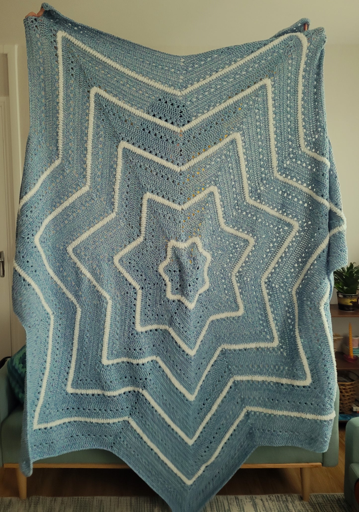 couverture étoile bleu et blanc